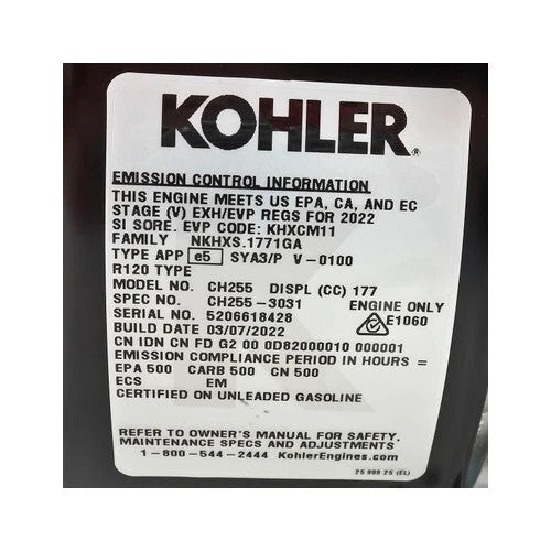 5.5HP Kohler Command Pro CH255-3031 Horizontal 3/4" Dia x 2.42" Crankshaft 177cc