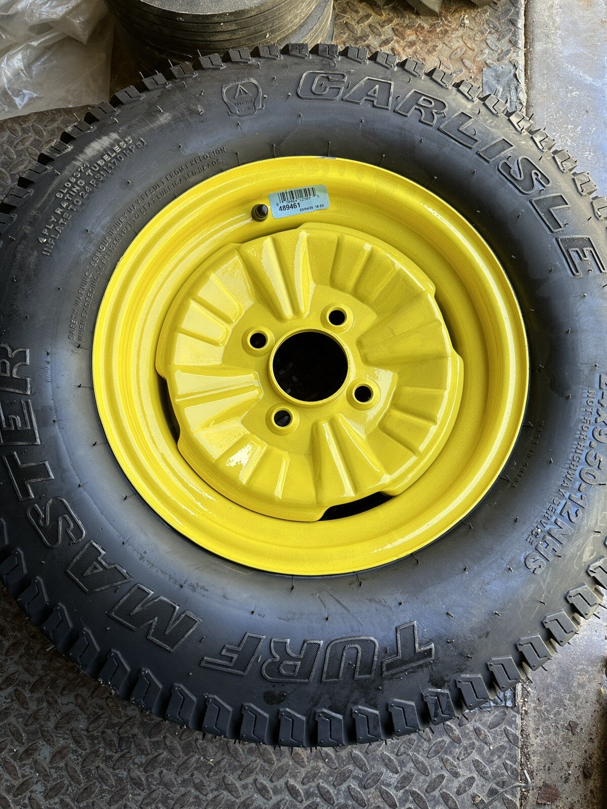 CARLISLE 24 x 9.50 - 12 NHS Yellow Turf Master Wheel & Tire 4 Lug -  PN: 489461