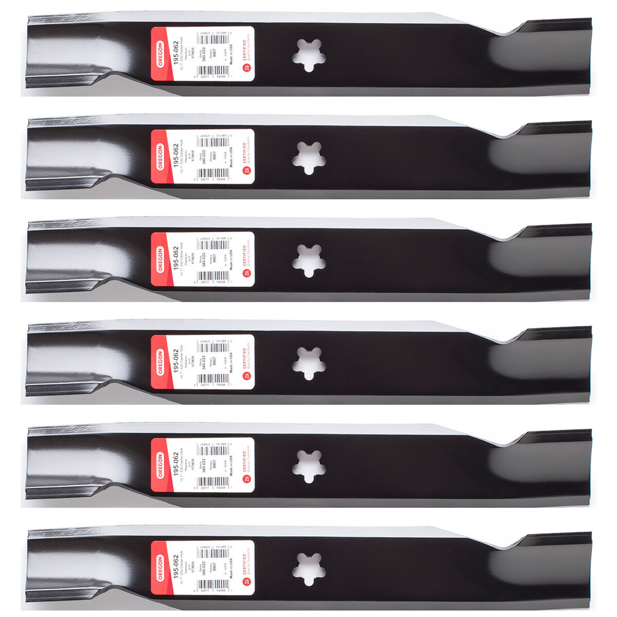 6PK Oregon 195-062 High Lift Blade for 48" Husqvarna, AYP 173920, 173921, 180054